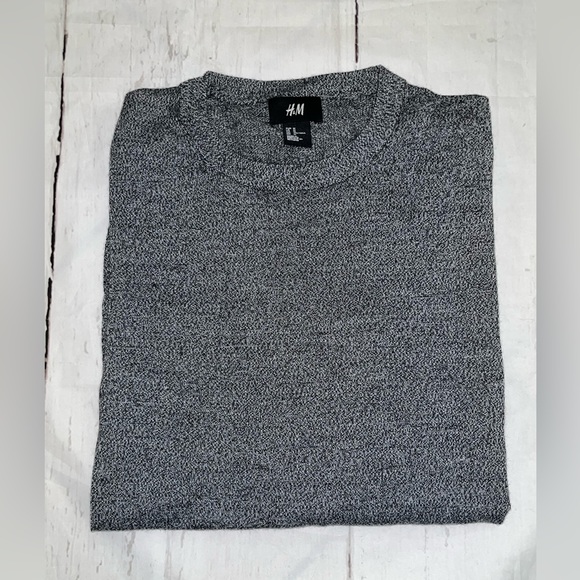 H&M Men’s Merino Wool Blend Medium Heather Gray Crew Neck sweater - Picture 2 of 5